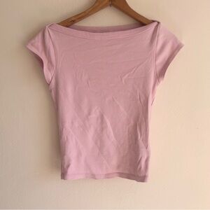 Zara Light Pink Short Sleeve Boatneck Tee